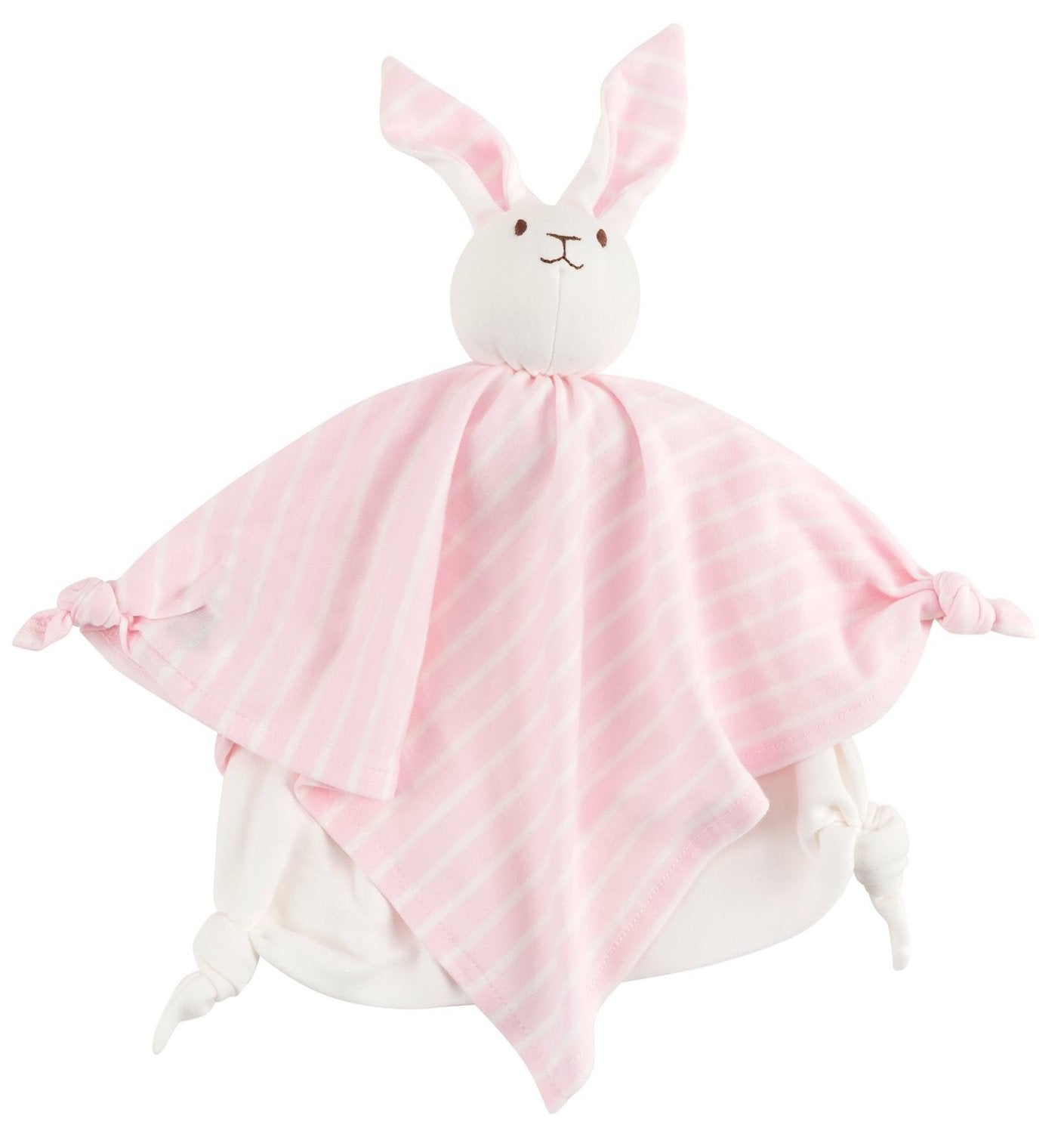 Under The Nile Organic Cotton Lovey Blanket Friend - Pink Stripe Bunny (10")